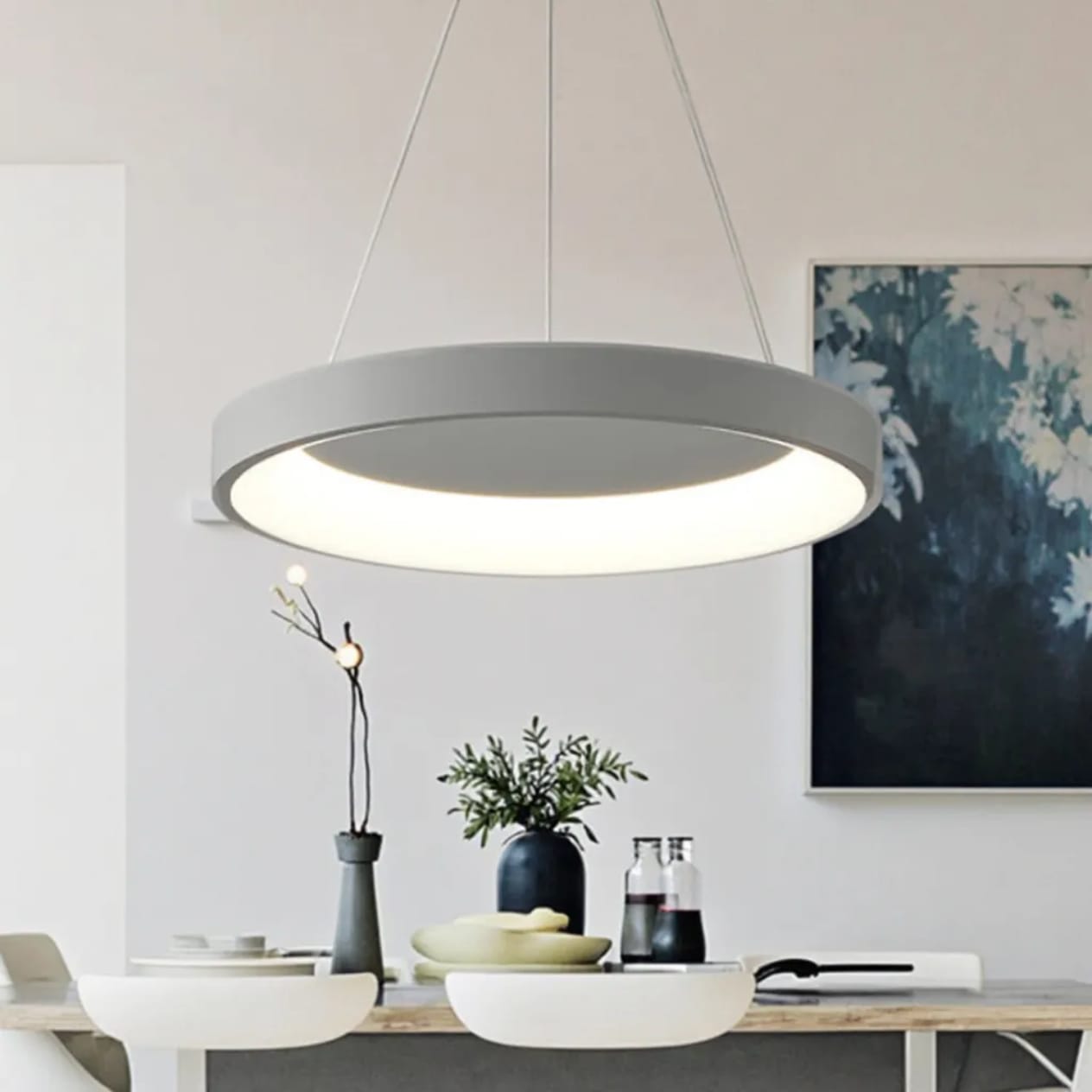 Modern Round Aluminum Chandelier (9085-Round,GREY)