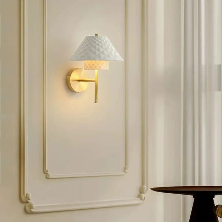 Modern Cream Style Ceramic Shade Wall Lamp