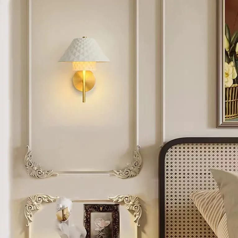 Modern Cream Style Ceramic Shade Wall Lamp