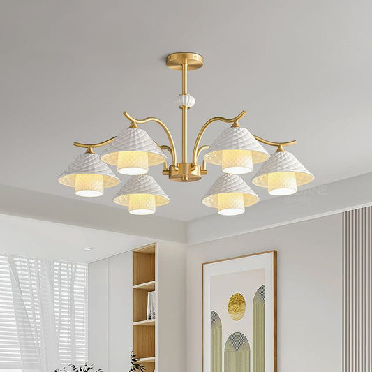 Modern Luxury Cream Style Ceramic Shade Chandelier (790mm Diameter)