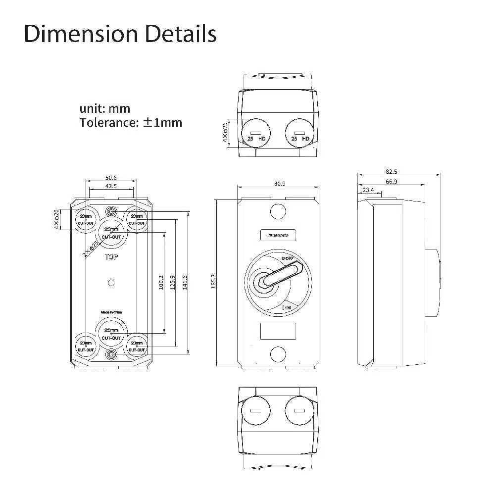 Isolator Switch 4P 20A IP66 - Panasonic