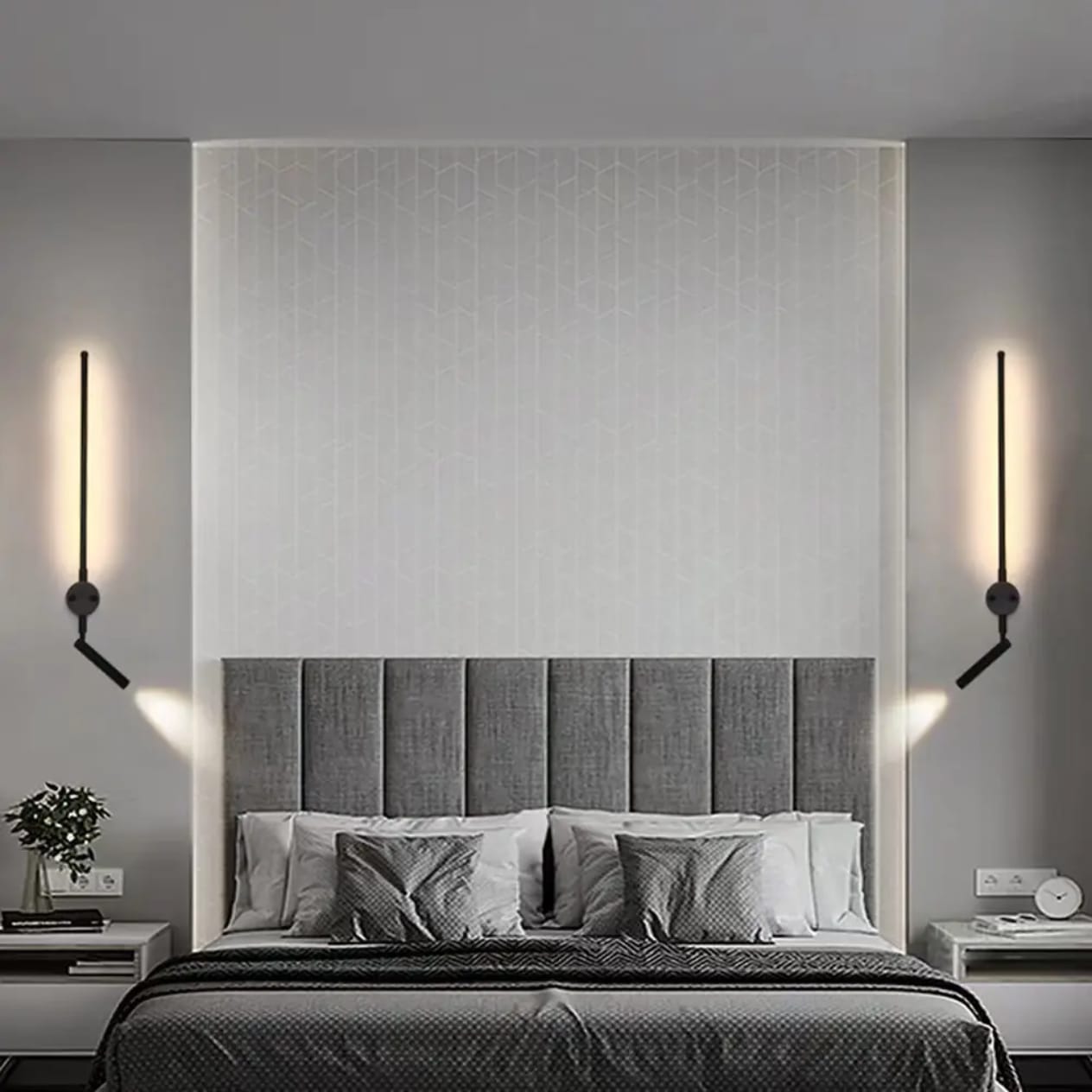 Modern Long Black Stick With Spot Wall Light