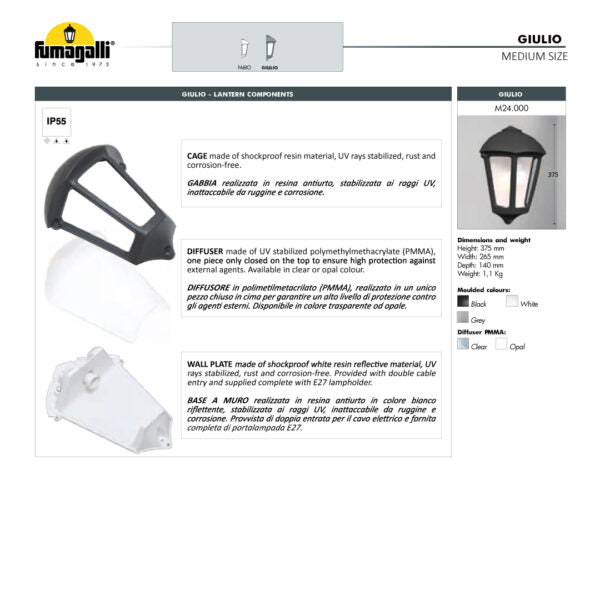 GIULIO Half Wall Light (Made in Italy)