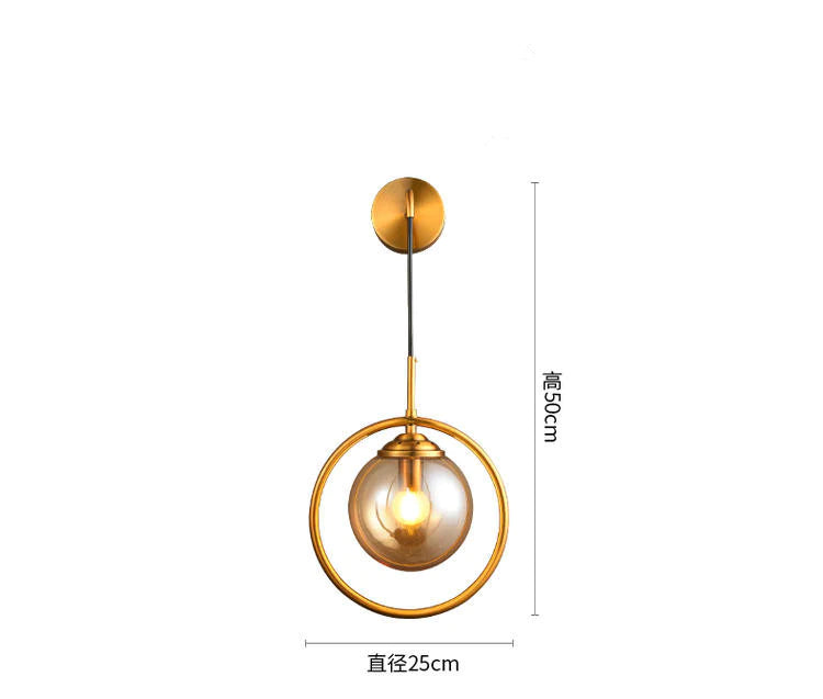 Nordic Modern Gold Glass Ball Wall Light