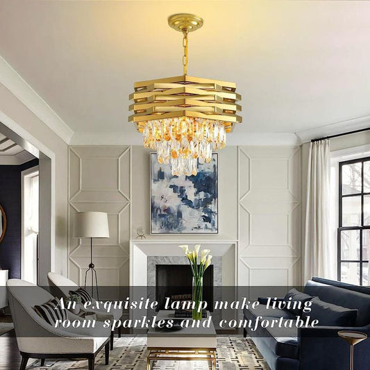 Luxury Gold Crystal Round Chandelier (400mm Diameter)