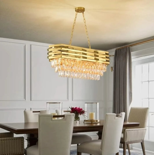 Luxury Gold Crystal Oval Chandelier