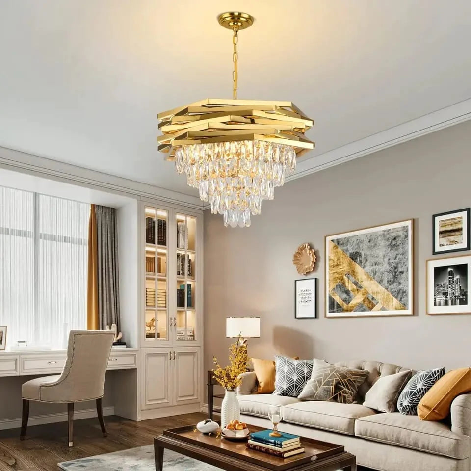 Luxury Gold Crystal Round Chandelier (800mm Diameter)