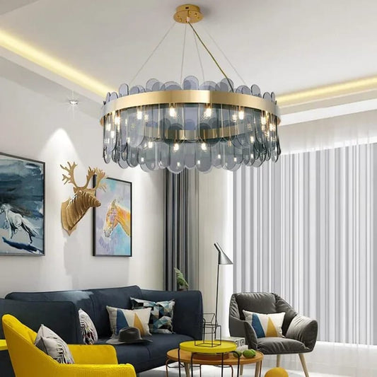 Modern Luxury Smoke Grey Glass Round Chandelier (800mm Diameter)