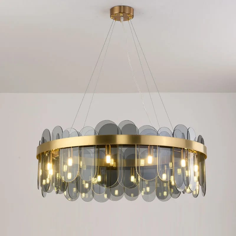 Modern Luxury Smoke Grey Glass Round Chandelier (800mm Diameter)