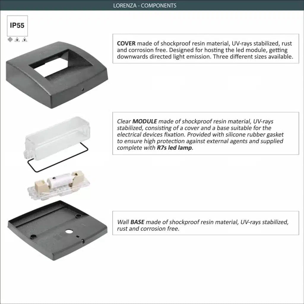 Lorenza-150, Surface Type Wall Lamp (square)