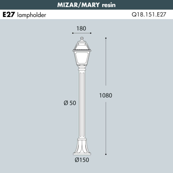 MIZAR-MARY Bollard Light  (Made n Italy)