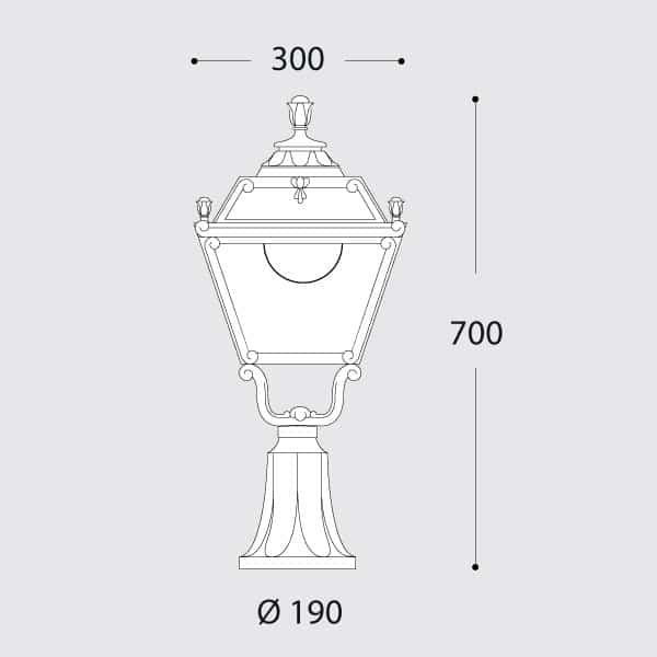 Tobia Square Standing Lantern GAte Light (Made in Italy)