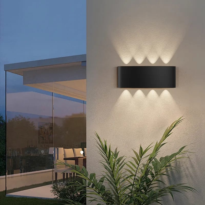 Rectangular 4 Up & 4 Down Outdoor Waterproof Wall Lamp