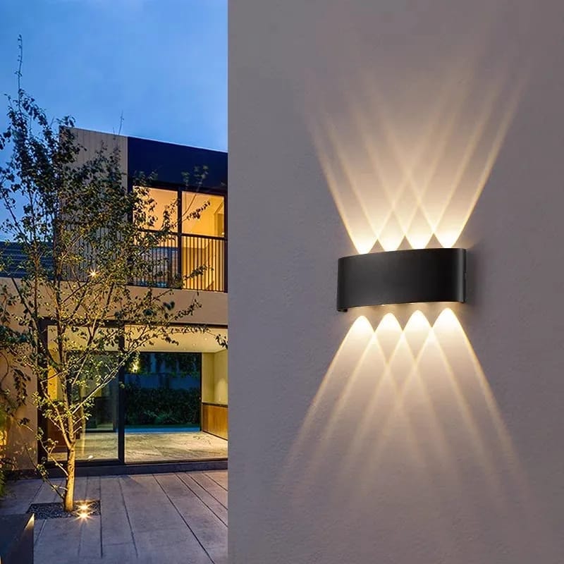 Rectangular 4 Up & 4 Down Outdoor Waterproof Wall Lamp