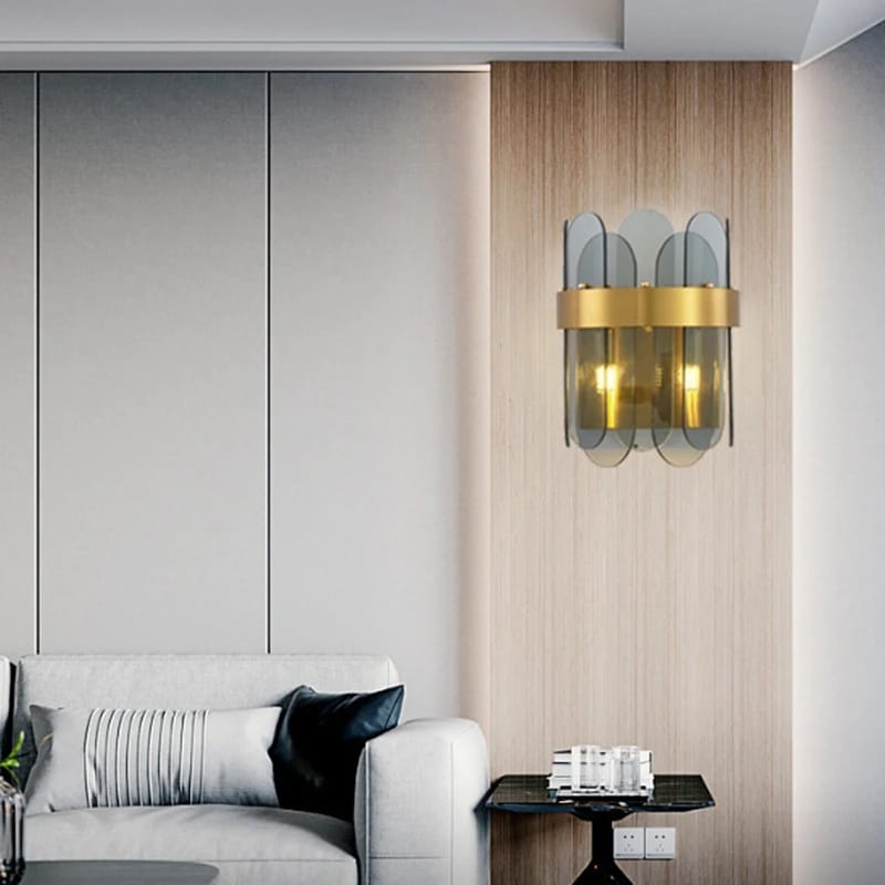 Modern Luxury Smoke Grey Glass Wall Lamp