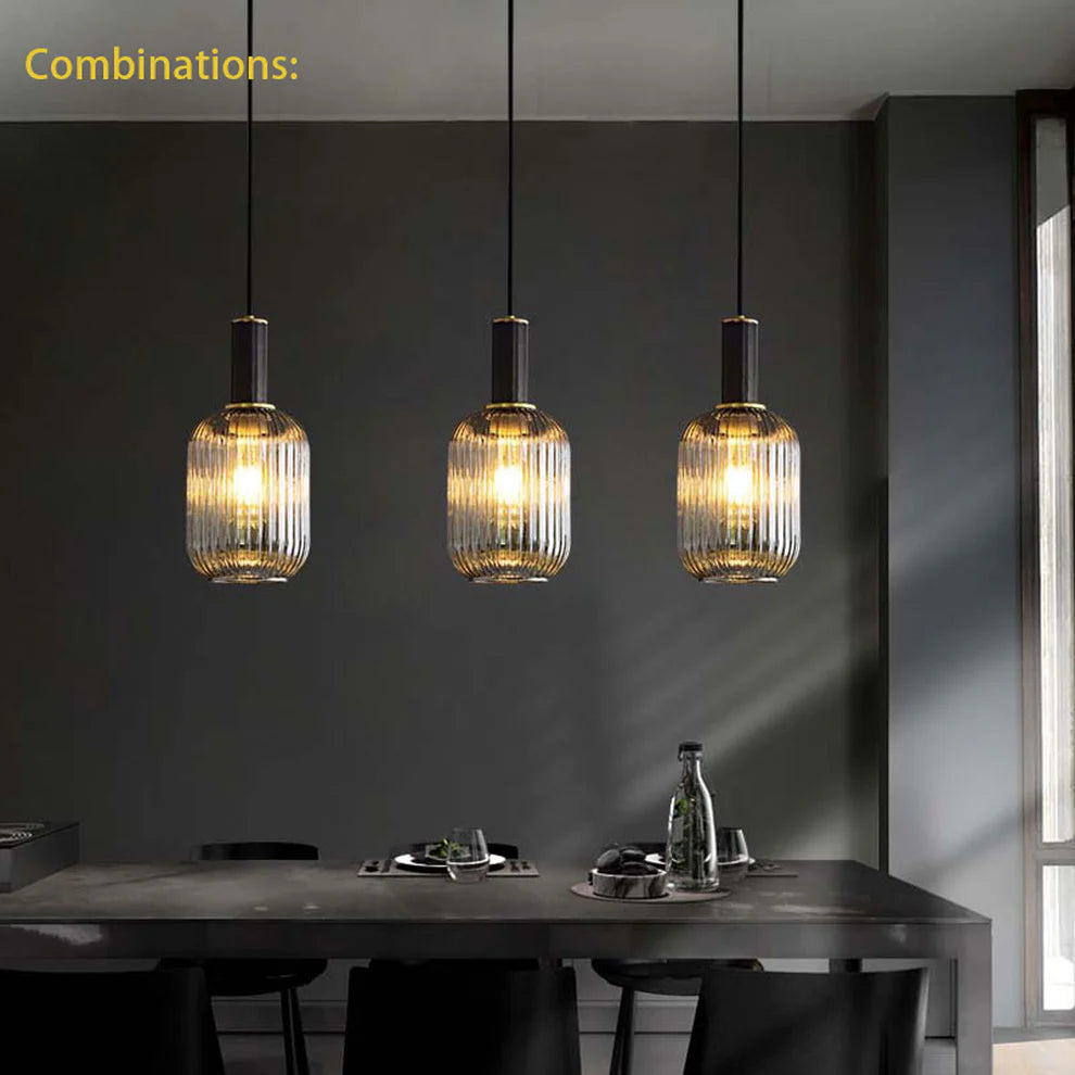 Modern Luxury Vertically Stripped Glass Pendant Light