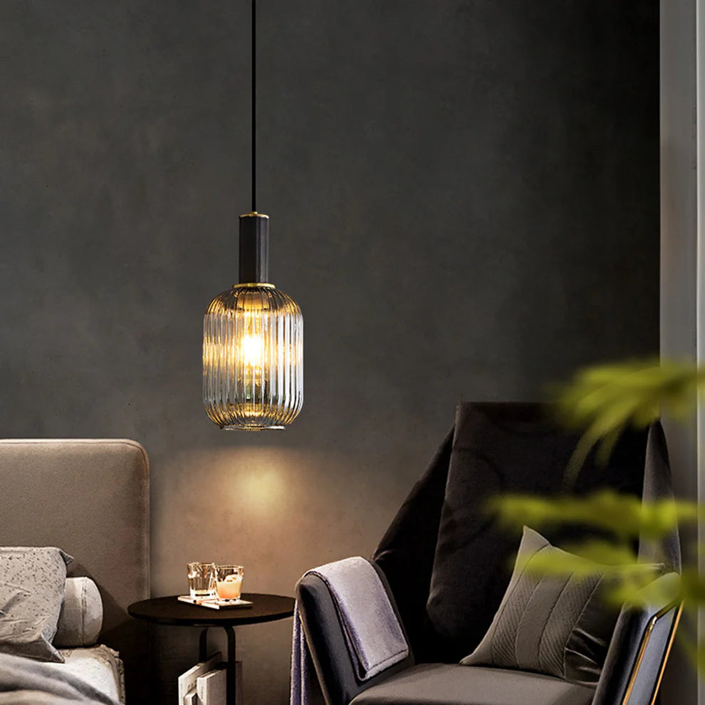 Modern Luxury Vertically Stripped Glass Pendant Light