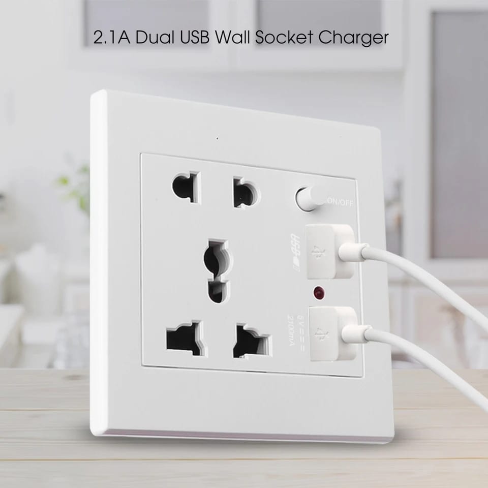 2.1A Dual USB Wall Socket