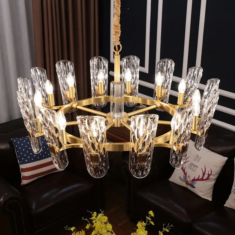 Modern Luxury Water Pattern Glass Round Chandelier (750mm Diameter)