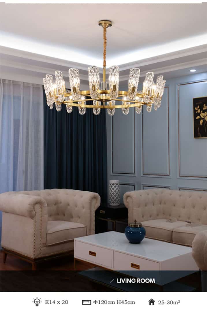 Modern Luxury Water Pattern Glass Round Chandelier (750mm Diameter)