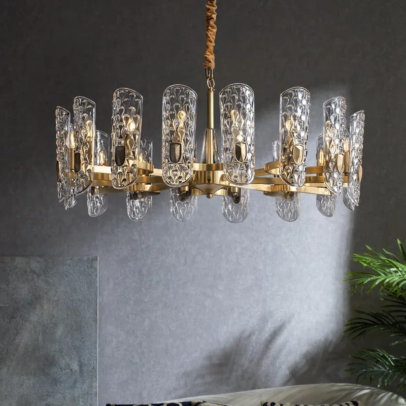 Modern Luxury Water Pattern Glass Round Chandelier (1000mm Diameter)