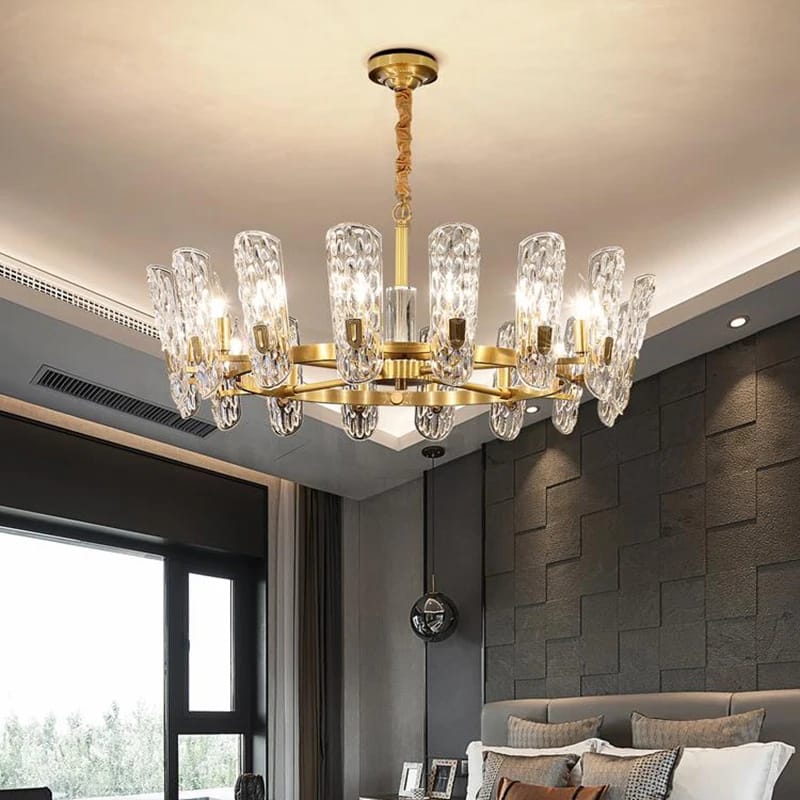 Modern Luxury Water Pattern Glass Round Chandelier (750mm Diameter)