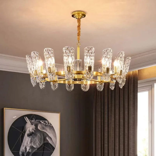 Modern Luxury Water Pattern Glass Round Chandelier (1000mm Diameter)